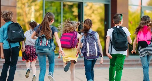 Group of kids going to school together